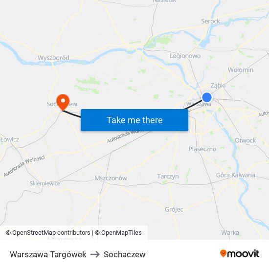 Warszawa Targówek to Sochaczew map