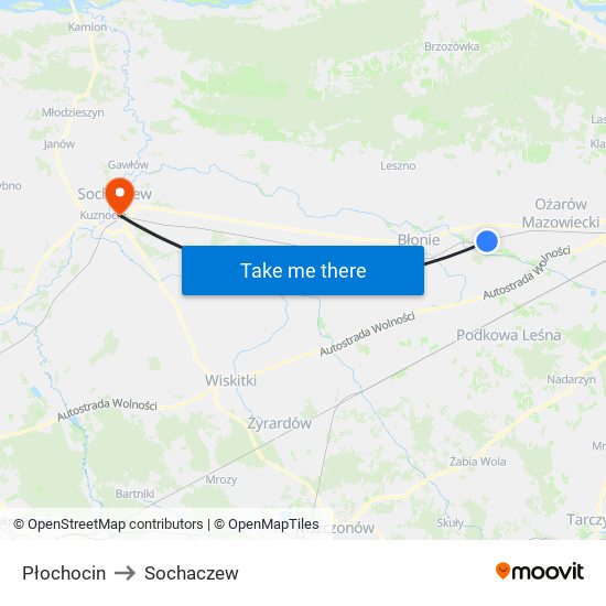 Płochocin to Sochaczew map