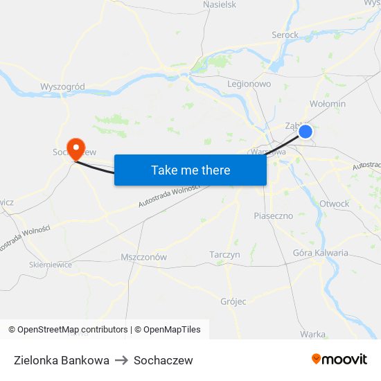 Zielonka Bankowa to Sochaczew map