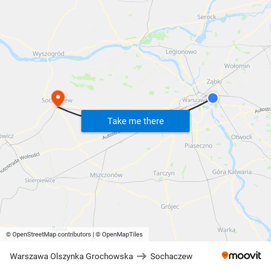 Warszawa Olszynka Grochowska to Sochaczew map