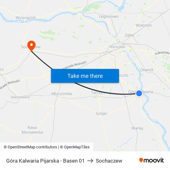 Góra Kalwaria Pijarska-Basen to Sochaczew map