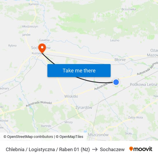 Chlebnia / Logistyczna / Raben (Nż) to Sochaczew map