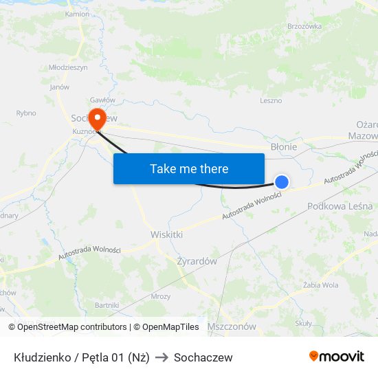 Kłudzienko / Pętla 01 (Nż) to Sochaczew map