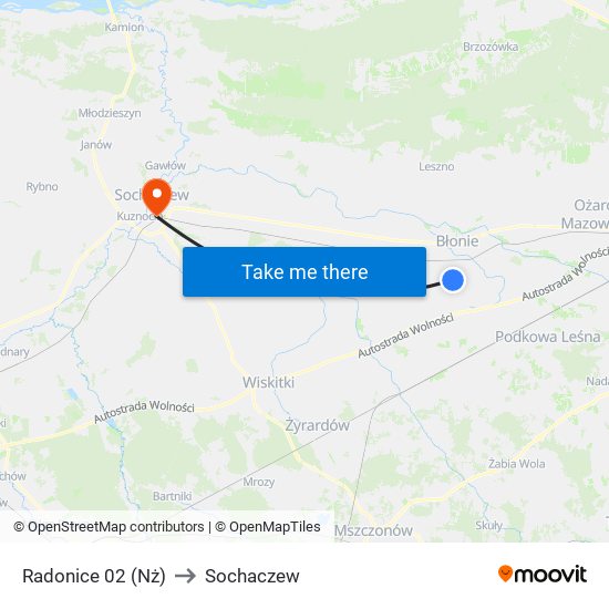 Radonice (Nż) to Sochaczew map