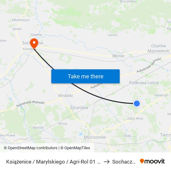 Książenice / Marylskiego / Agri-Rol (Nż) to Sochaczew map