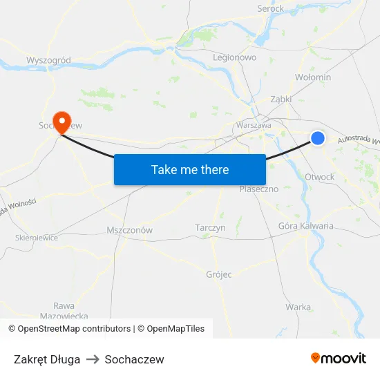 Zakręt Długa to Sochaczew map