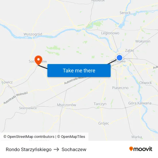 Rondo Starzyńskiego to Sochaczew map