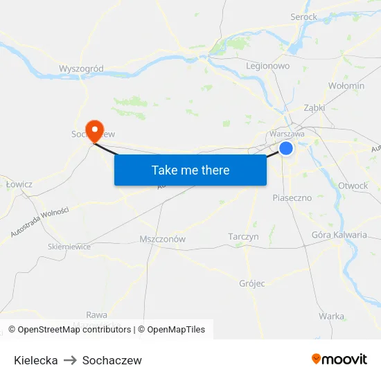 Kielecka to Sochaczew map