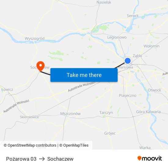 Pożarowa to Sochaczew map