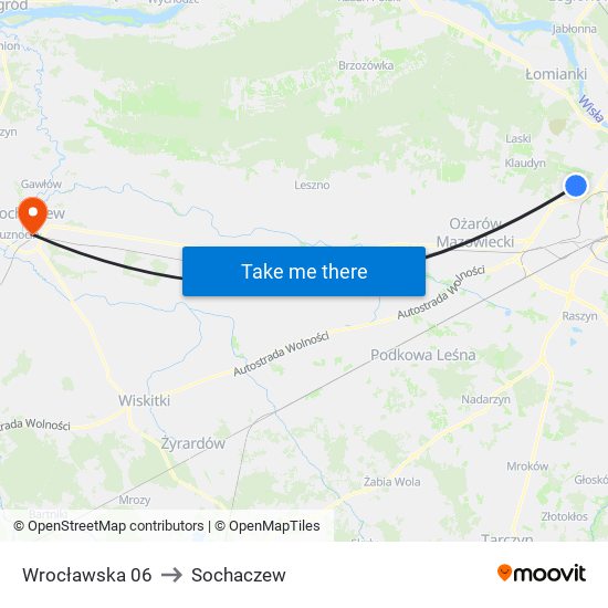 Wrocławska to Sochaczew map