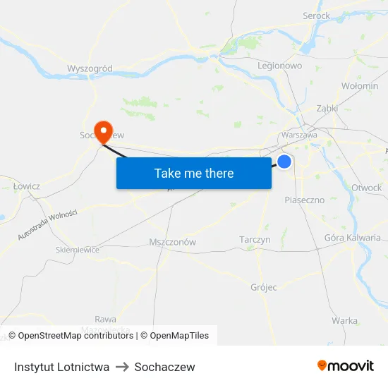 Instytut Lotnictwa to Sochaczew map