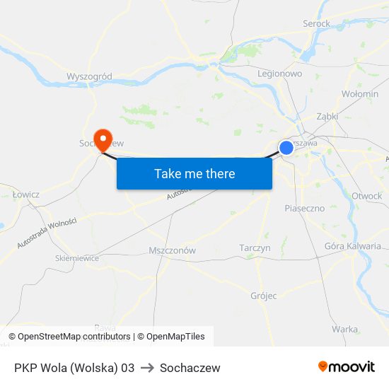 PKP Wola (Wolska) 03 to Sochaczew map