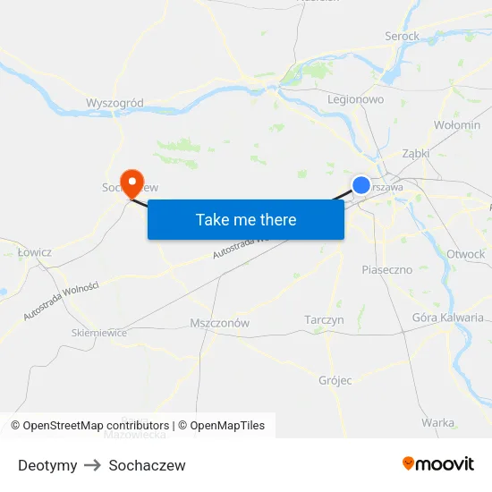 Deotymy to Sochaczew map