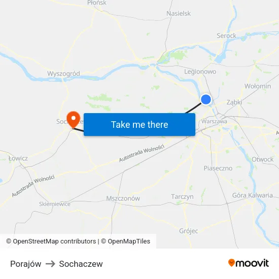 Porajów to Sochaczew map