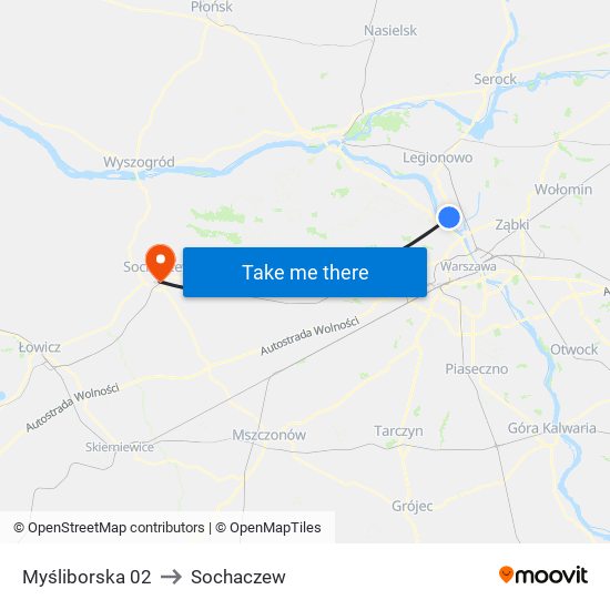 Myśliborska 02 to Sochaczew map