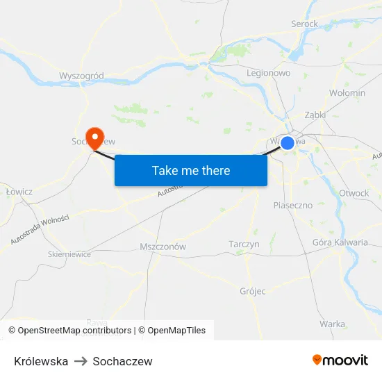 Królewska to Sochaczew map