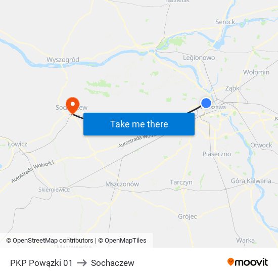 PKP Powązki 01 to Sochaczew map