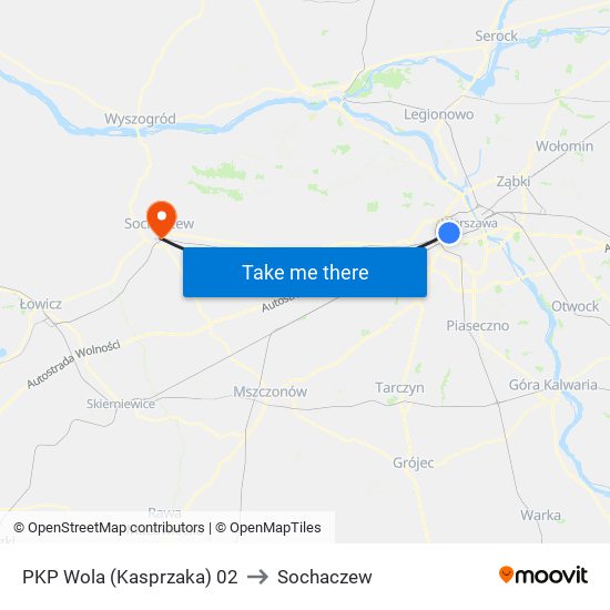 PKP Wola (Kasprzaka) 02 to Sochaczew map