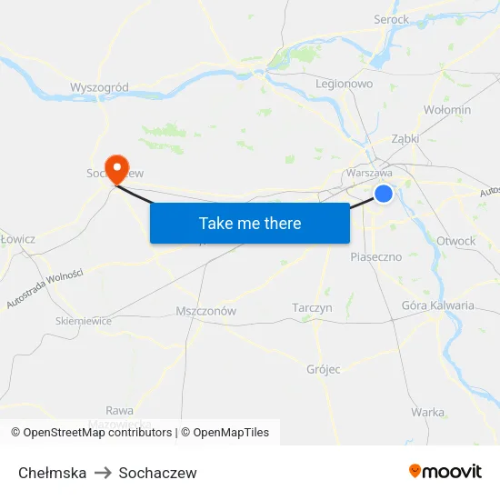 Chełmska to Sochaczew map