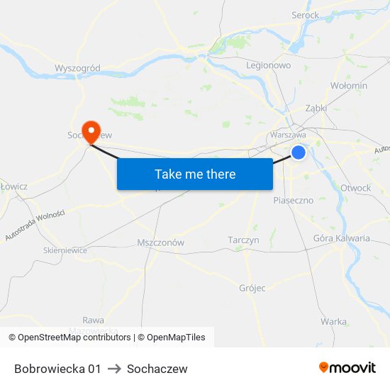 Bobrowiecka 01 to Sochaczew map