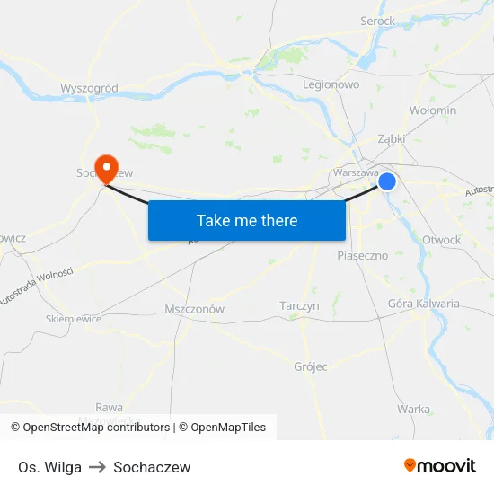 Os. Wilga to Sochaczew map