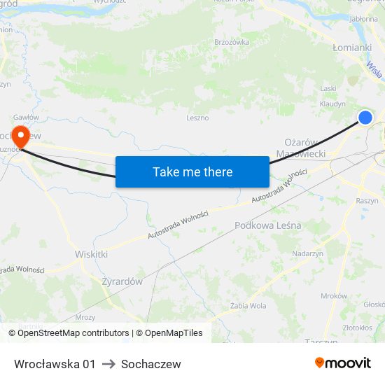 Wrocławska to Sochaczew map