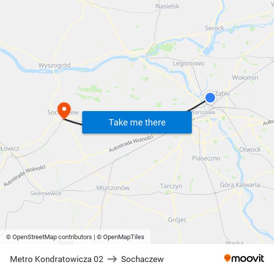 Metro Kondratowicza 02 to Sochaczew map