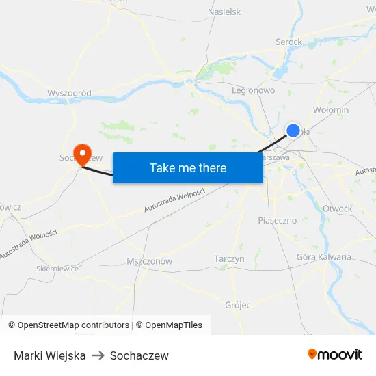 Marki Wiejska to Sochaczew map