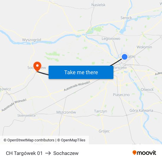 CH Targówek 01 to Sochaczew map