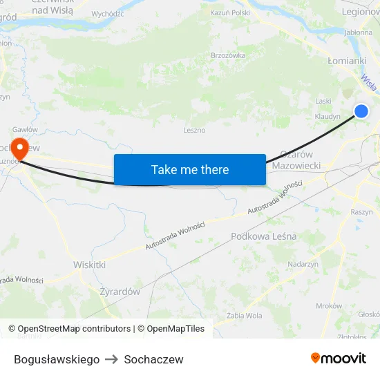 Bogusławskiego to Sochaczew map