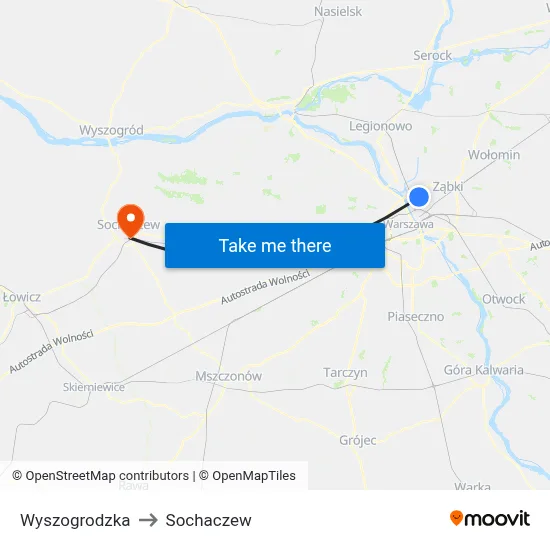 Wyszogrodzka to Sochaczew map