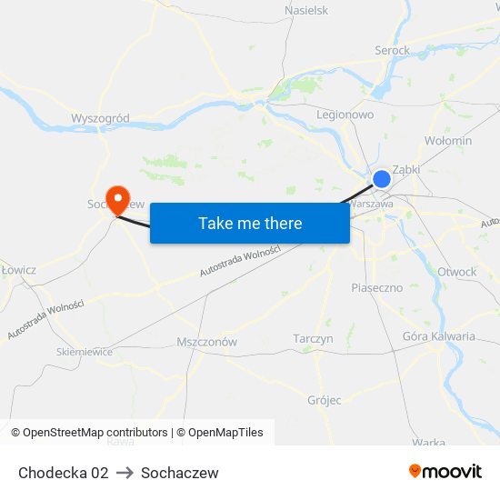 Chodecka to Sochaczew map