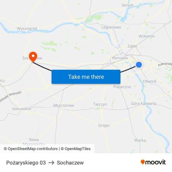 Pożaryskiego to Sochaczew map