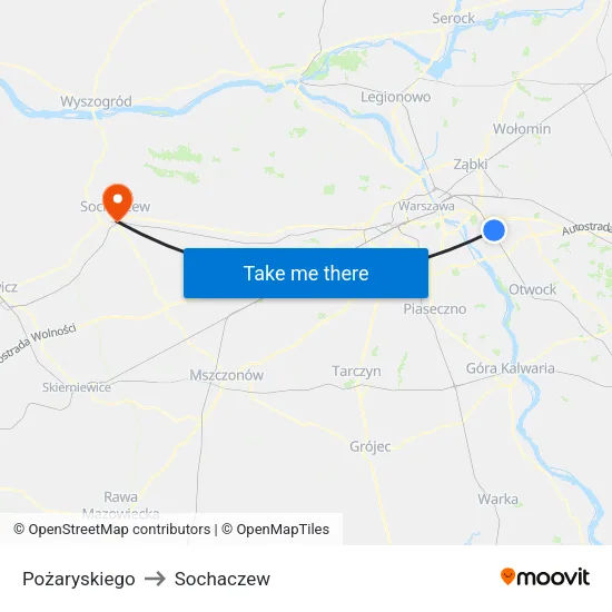 Pożaryskiego to Sochaczew map