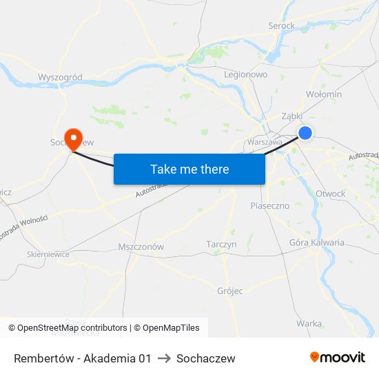 Rembertów - Akademia 01 to Sochaczew map