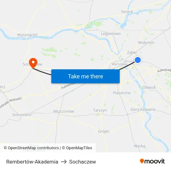 Rembertów - Akademia to Sochaczew map