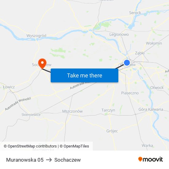 Muranowska 05 to Sochaczew map