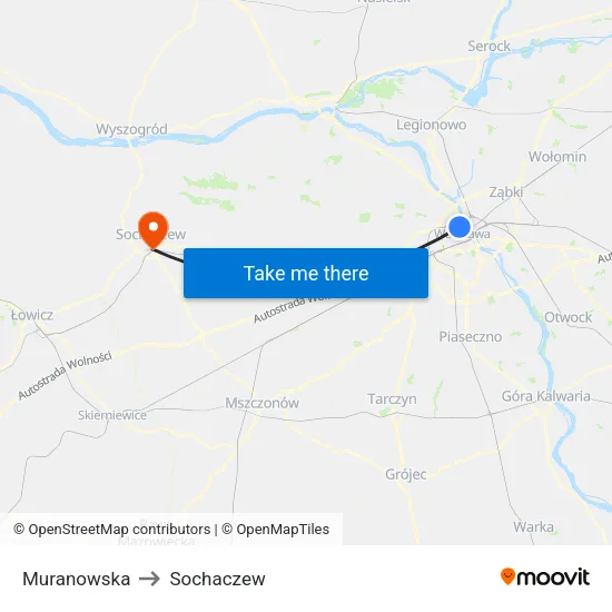 Muranowska to Sochaczew map