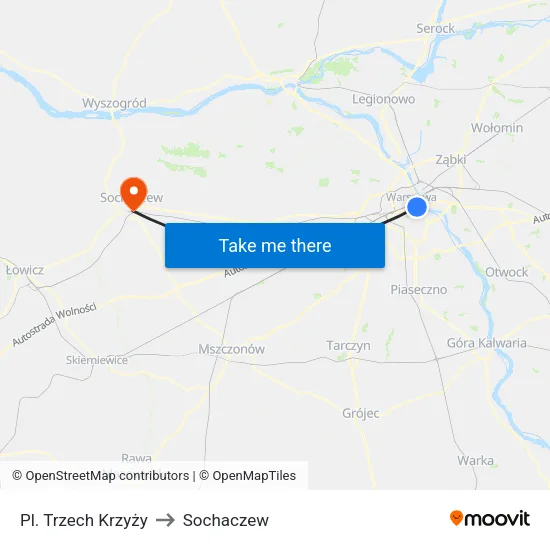 Pl. Trzech Krzyży to Sochaczew map