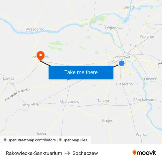 Rakowiecka-Sanktuarium to Sochaczew map