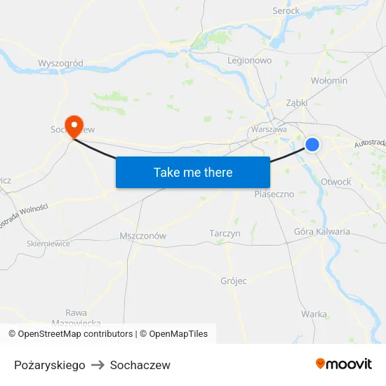 Pożaryskiego to Sochaczew map