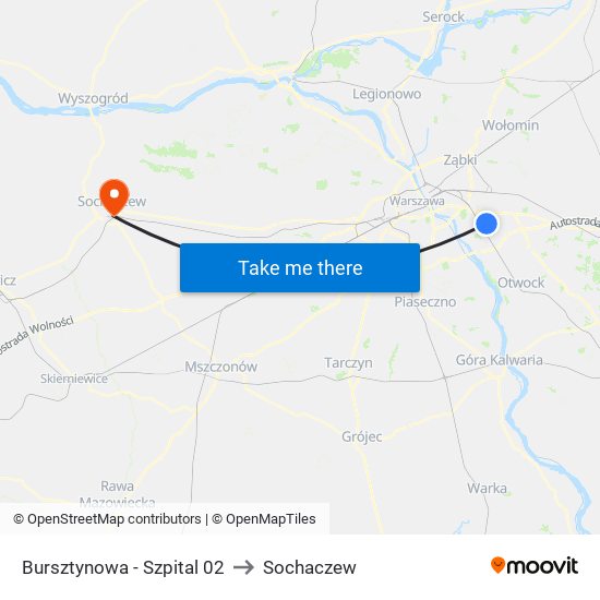 Bursztynowa - Szpital 02 to Sochaczew map