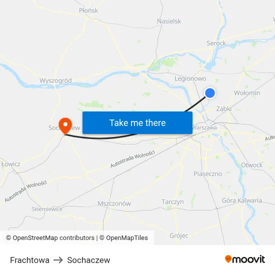 Frachtowa to Sochaczew map