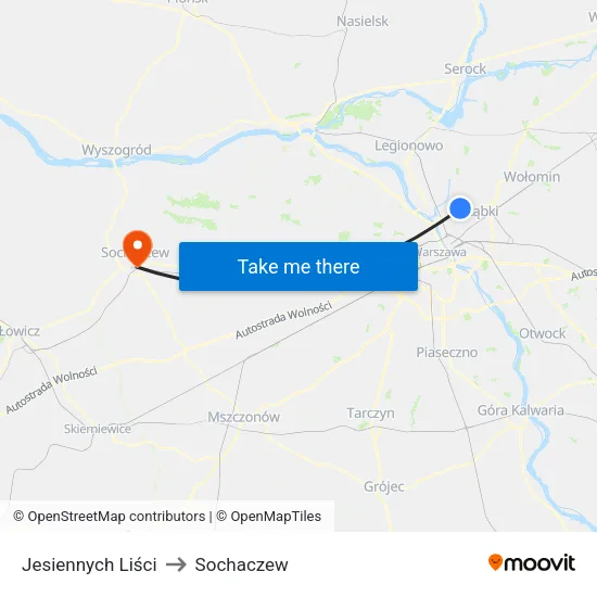 Jesiennych Liści to Sochaczew map