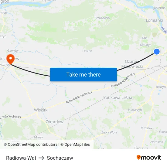 Radiowa - WAT to Sochaczew map