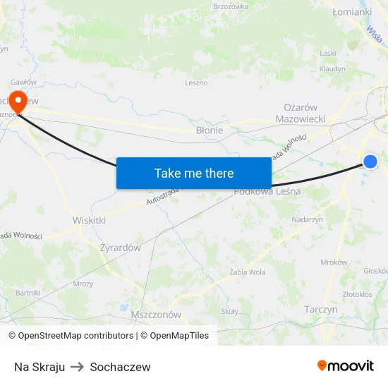Na Skraju to Sochaczew map