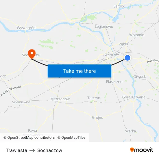 Trawiasta to Sochaczew map