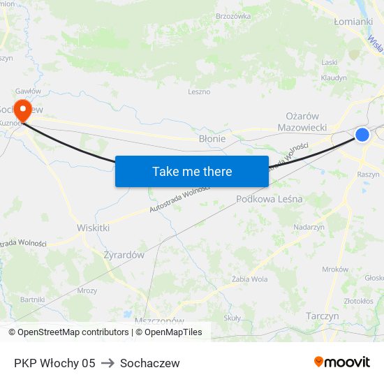 PKP Włochy 05 to Sochaczew map