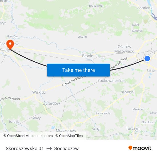 Skoroszewska 01 to Sochaczew map