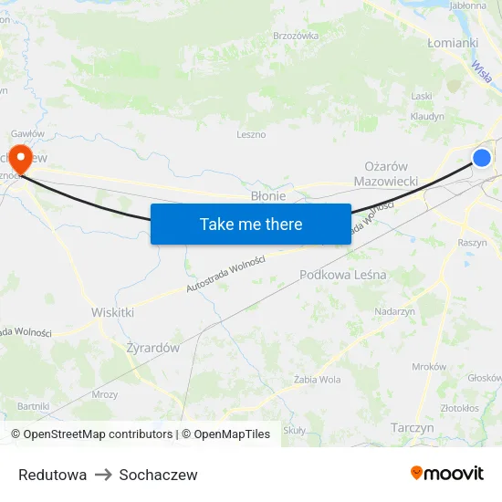 Redutowa to Sochaczew map